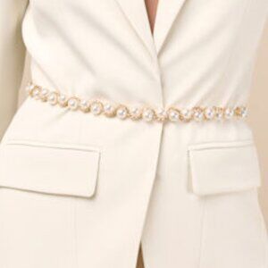 Lulus Luxe Guarantee Gold Pearl Chain Belt - Size One Size